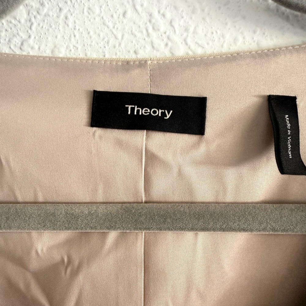Theory Women’s Tan 100% Cotton Blazer Jacket‎ Size 2 - Picture 2 of 9